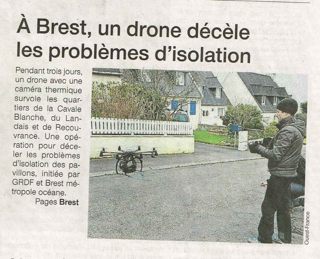 Thermographie aérienne par drone d'une zone résidentielle de la ville de Brest