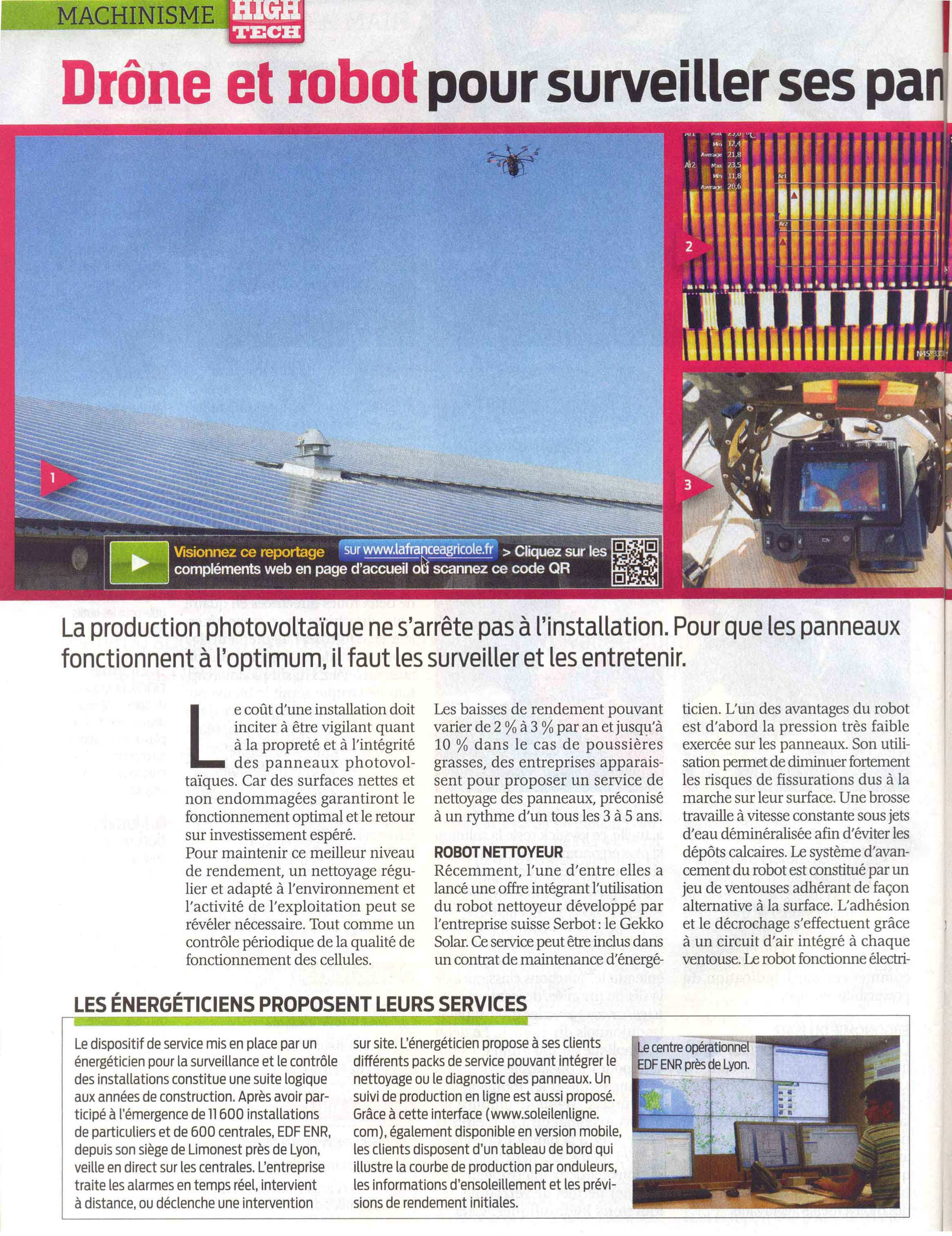 article de journal sur l'inspection des panneaux solaires par drone