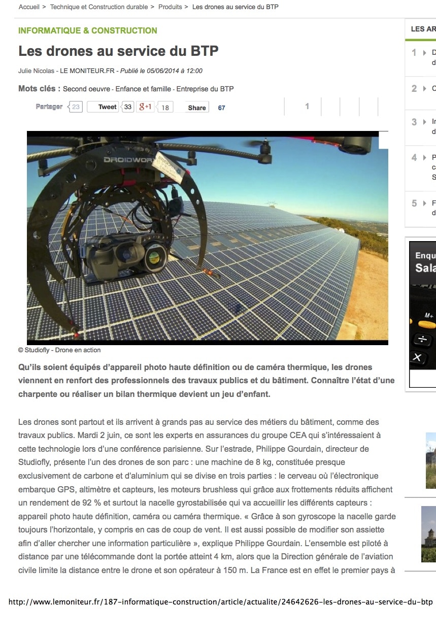 article drone , journal le moniteur