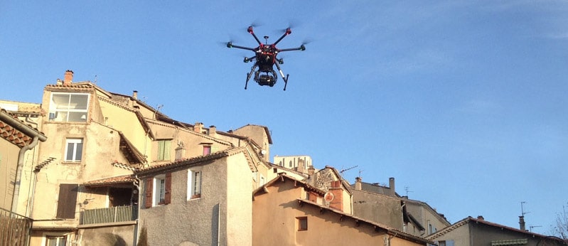 Drone pour la réalisation du thermogramme qui servira à l'étude du plan de renouvellement énergétique de la ville de Sisteron