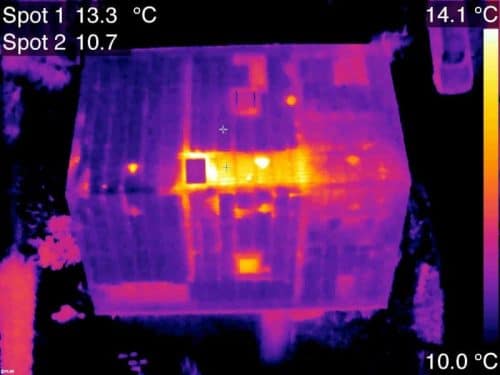 Thermogramme aérien toit maison GRDF