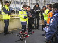Equipe pour une prise de vue par drone