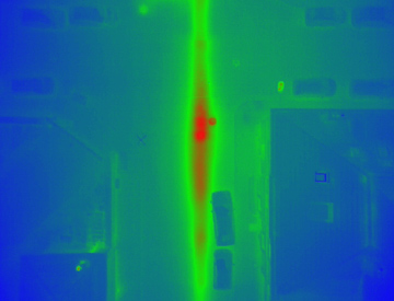 Anomalie thermique sur un thermograme d'inspection de réseau de chaleur