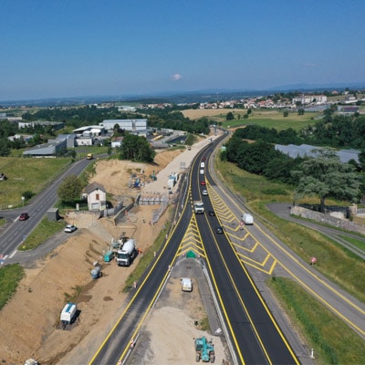 Prise de vue par drone, suivi de chantier routier