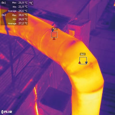 Exemple d'anomalies thermiques sur une structure industrielle en fonctionnement