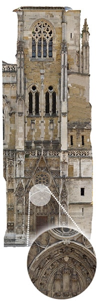 Restitution de la façade d'une église par orthophotographie