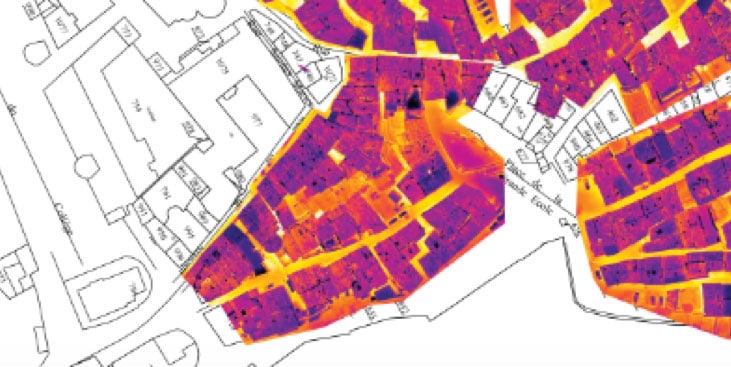 Cartographie thermique d'un îlot de bâtiments de ville