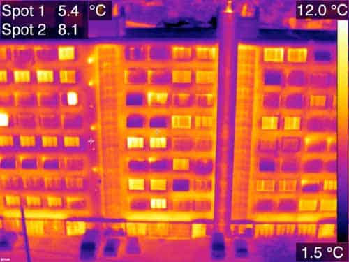 Thermogramme d'un immeuble, pour rénovation thermique