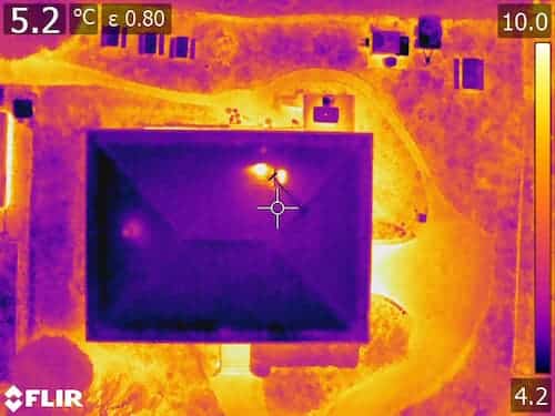 Thermgramme de toiture de maison, déperdition énergétique dans le Rhone