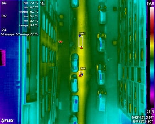 drone-chauffage-urbain-rhone Thermogramme au dessus du chauffage urbain de la ville de Lyon