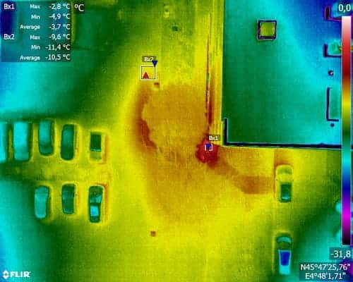 Thermogramme nuance de bleu, pour anomalie thermique