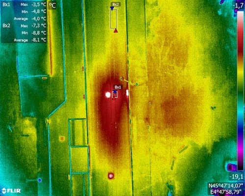 Détails d'une anomalie thermique sur un thermogramme de réseaux de chaleur