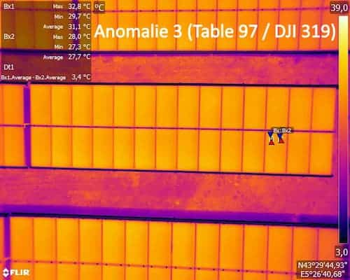 Photogramme, anomalie hot-spot panneaux solaires