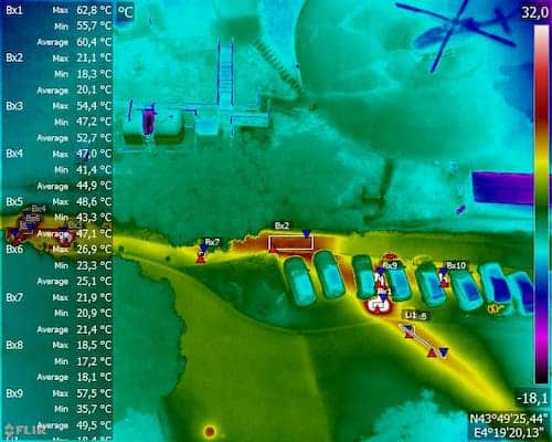 Thermogramme pour illustrer anomalie thermique dans un réseau de chaleur