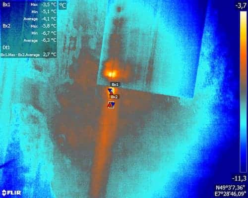 Technicité des drones, thermgramme pris par un drone en vol