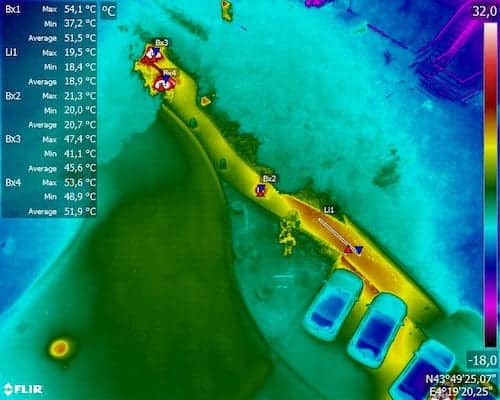 Thermogramme permettant de localiser un réseau de chaleur urbain