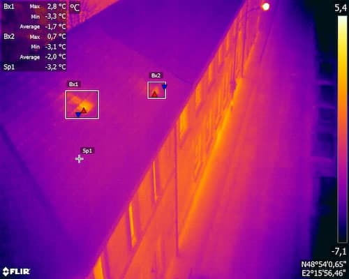 Inspection thermique de toiture à Valence, exemple de thermogramme