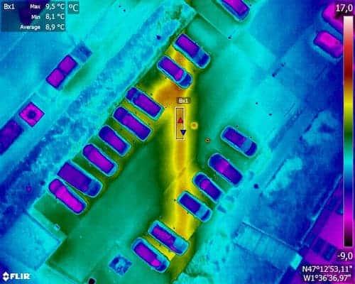 detection-precoce-defaut-reseau-chaleur Thermogramme d'un défaut dans un réseau de chaleur, point chaud