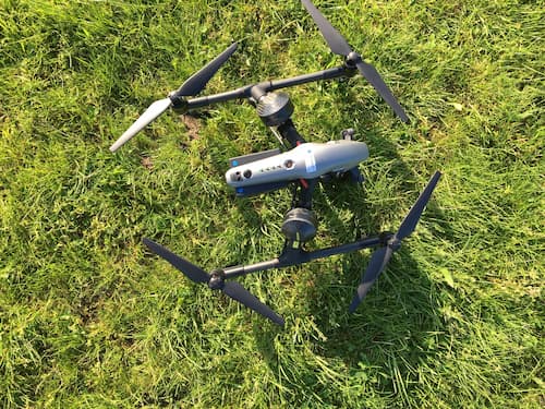 drone reposante dans l'herbe
