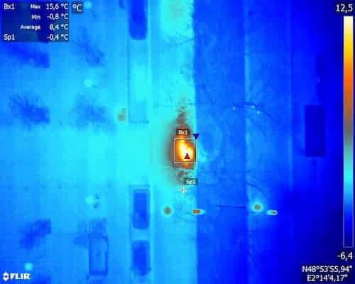 lyon-point-surchauffe Thermogramme d'un point de surchauffe sur un réseau de chaleur urbain
