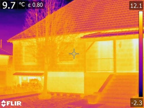 Thermogramme d'un bâtiment, exemple recherche anomalies Nantes