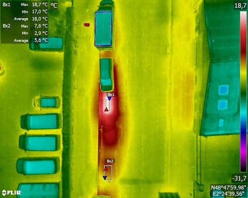 thermogramme réseaux de chaleur sous une voiture, rue de Clermont