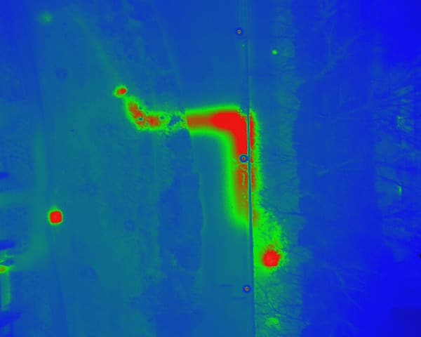 Thermogramme, déperdition thermique sur une canalisation