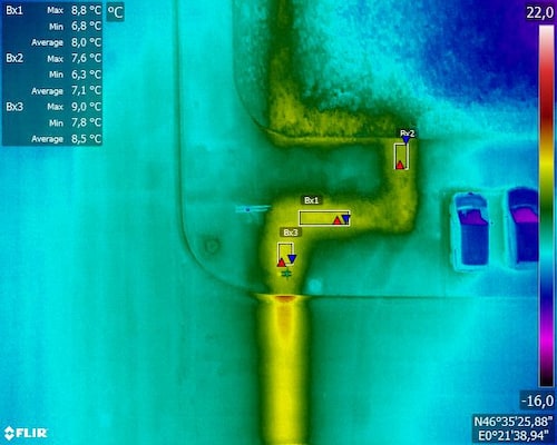 Thermogramme canalisation en coude