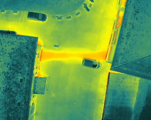 thermogramme, réseaux traversant une route