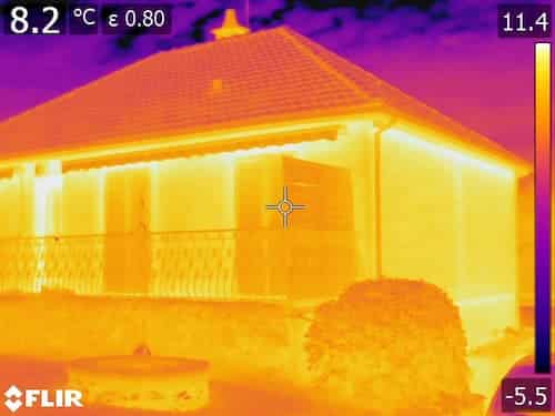 thermogramme nocturne, autour d'une maison