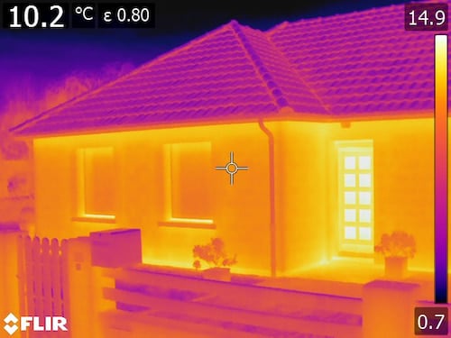 Thermogramme d'une façade de maison d'un particulier