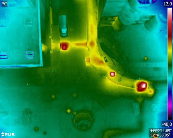 Plusieurs point chaud, thermogramme réseaux de chaleur