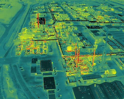 Thermogramme, survole d'usine